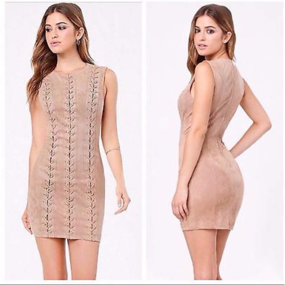 Bebe Josie faux suede laceup dress